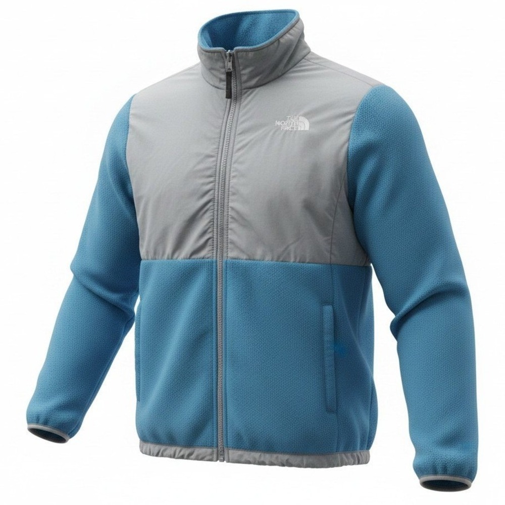The North Face Denali Fleece Jacket Girls XL Blue Grey Full Zip Softshell